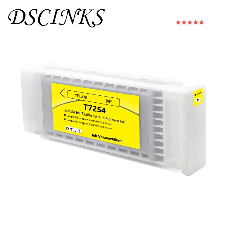 Cartucho de Tinta para Impressora 600ml por Pcs Dscinks Têxtil T7254 T725a Epson F2000 F2100 F2130 F2140 F2150 F2160 T7251 T7252 T7253 - Imagem 3