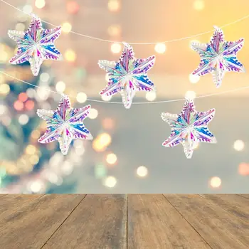

Besegad DIY Rainbow Film Shine Christmas Tree Ball Hanging Star Pendant Ornaments Xmas Wedding For Frozen Party Decorations