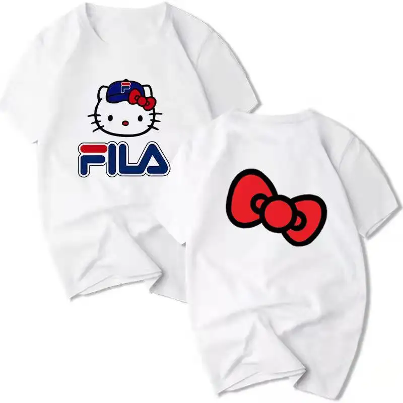 thumbnail image 1 of Hello Kitty, nueva Camiseta deportiva informal de manga corta con estampado de dibujos animados para primavera y verano para niños y niñas, camisetas grandes para niños, 1 of 4