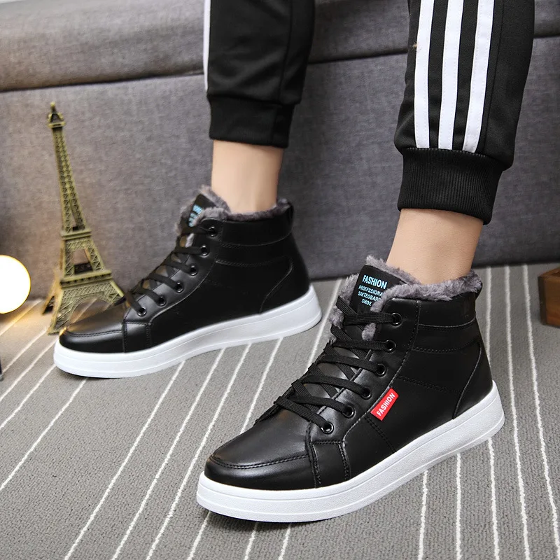 

Men Boots PU Outdoor Snow Ankle Boots Male Lace Up Anti-slip Booties British Sneakers Zapatos De Hombre