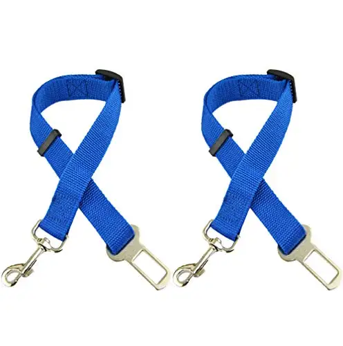 blue 2 упаковки регулируемый, для собак, кошек для ремня автокресла высокого качества безопасные поводки ремень безопасности для машины жгут нейлон ограничения собаки - Цвет: blue