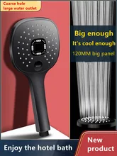3 Modes Shower Head ABS Round Chrome Water-Saving Nozzle Rainfall Bathroom G1/2 Bath Faucet Wall Mounted Adjustable Black Shower