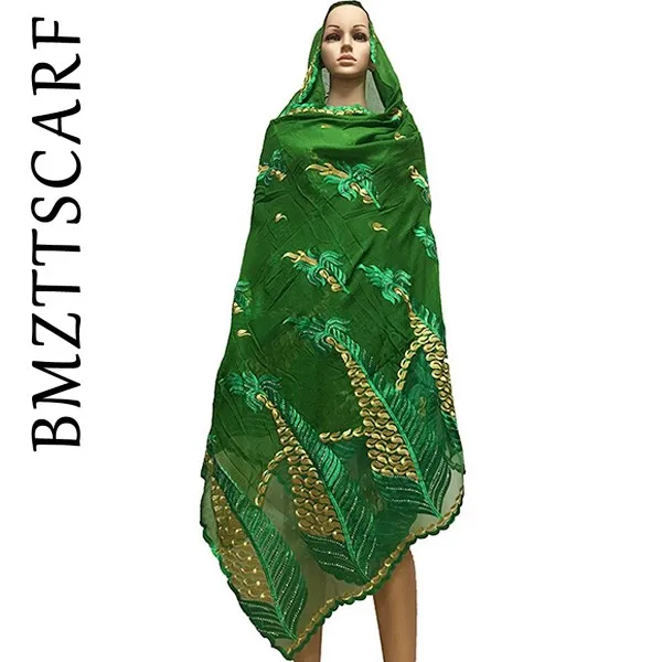 Африканские шарфы мусульманская вышивка мягкий хлопок матч чистая мусульманский шарф больших размеров для обертывания шали BM659