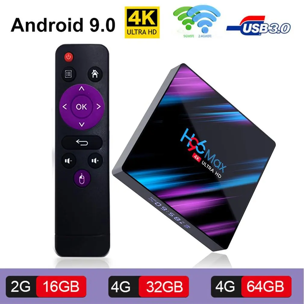 H96 MAX Smart tv Box Android 9,0 4 Гб ОЗУ 32 ГБ/64 Гб ПЗУ Rockchip RK3318 4K USB3.0 H.265 Google Play Bluetooth IP ТВ приставка