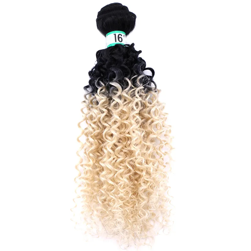 2 шт./лот афро кудрявые вьющиеся волосы плетение черный до золотой два тона Омбре синтетические волосы для наращивания для женщин - Цвет: T1B/613