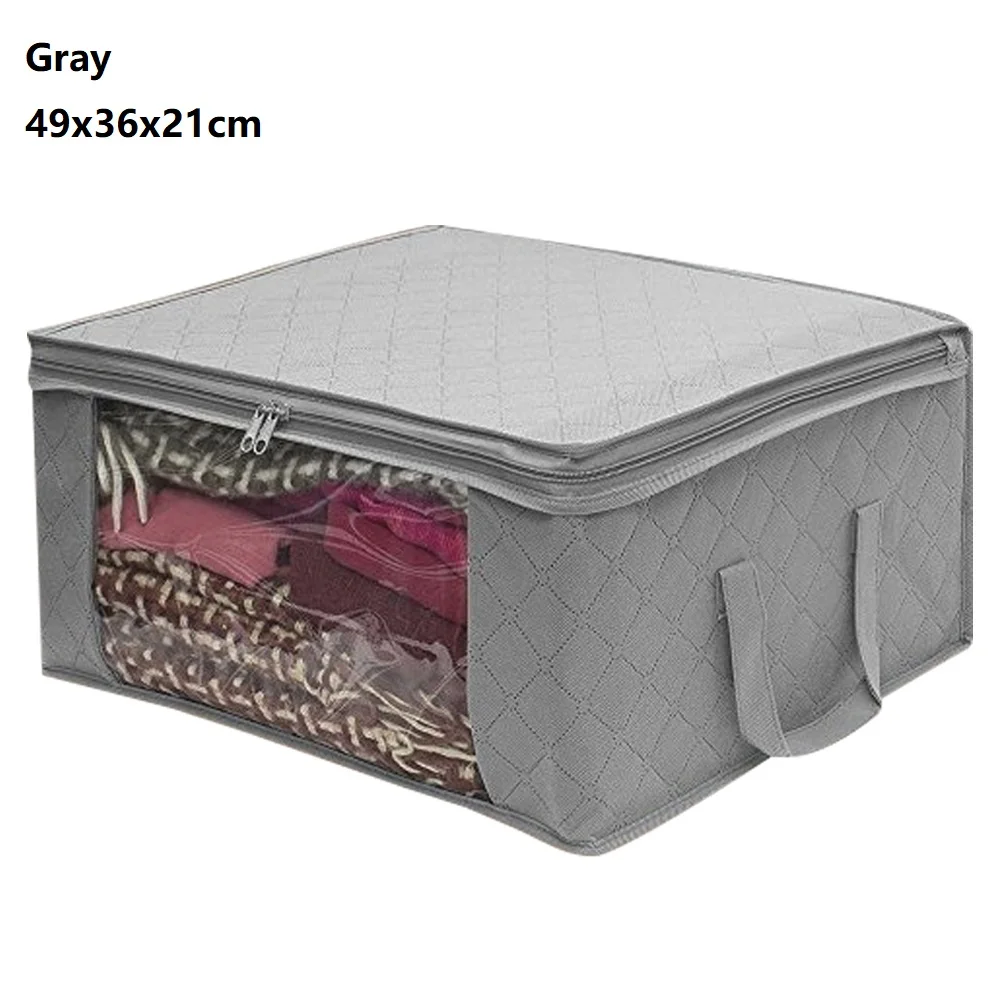 1pc Gray 49x36x21cm Складная коробка для хранения одежды из художественной ткани, держатель для хранения нижнего белья, органайзер с 2 отделениями, Двойные Губы с ручками, 1 шт - Цвет: 1pc Gray 49x36x21cm