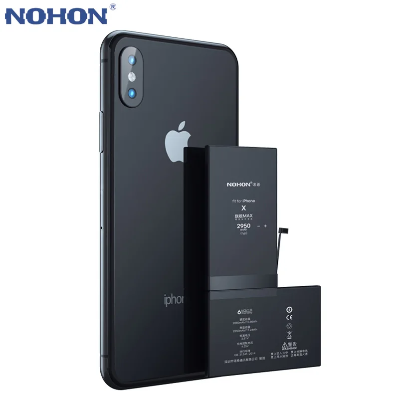 NOHON New Battery for Apple iPhone X 8 7 6 5S 5C Replacement Max Capacity Bateria Li-polymer Batteries for iPhone8 6G Free Tools