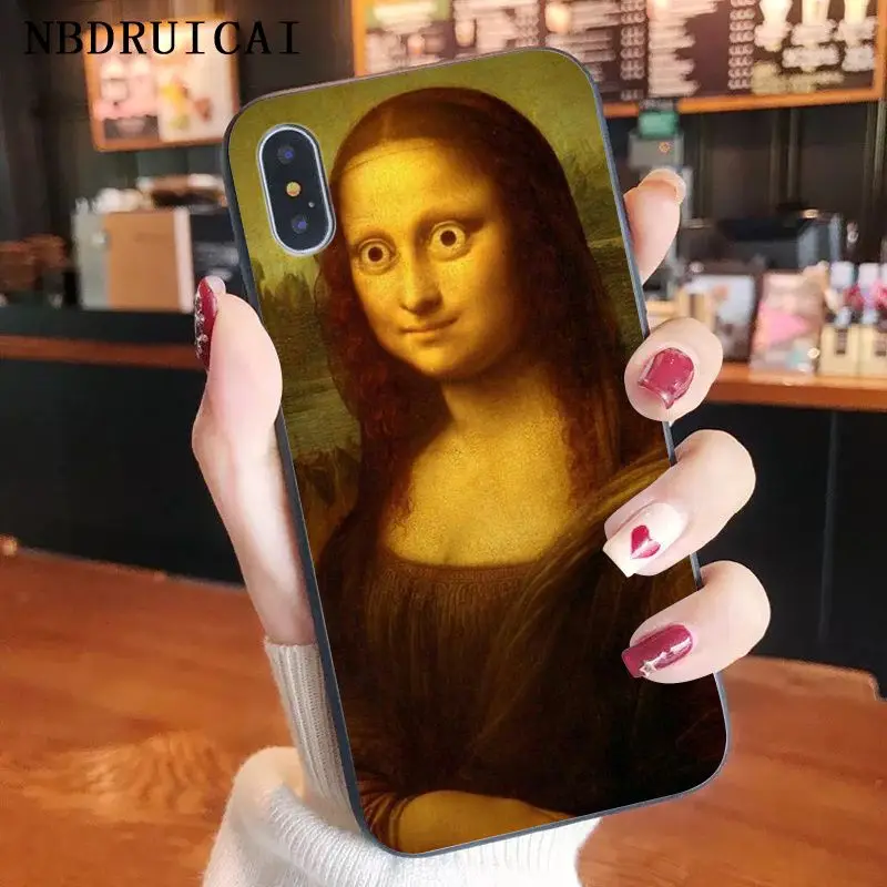 Fun5S Funny Cartoon Phone Case Leonardo da Vinci Mona Lisa Pat Cat