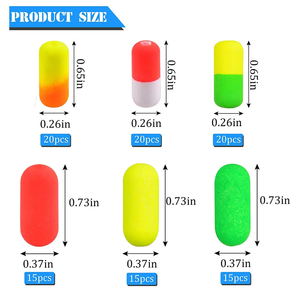 Cylinder Foam Fishing Float Bobber Strike indicator fly fishing Floating fishing light Buoys Floats For Fishing 105Pcs/box