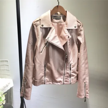 

PU Leather Jacket Women's Korean Spring Autumn New Leather Jackets Lady Slim Short Locomotive Leather Coat