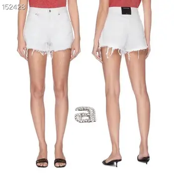 

New 2020 Summer Beach Sexy High Waist Tassel Denim Short Jeans Mini Skinny Club DJ Dance White Letter Diamond High Runway Shorts