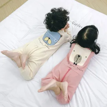 

2020 Baby Cartoon Sleeping Bag Spring And Autumn Legs Anti-kick Quilt Pajamas Children One-piece Home Wear