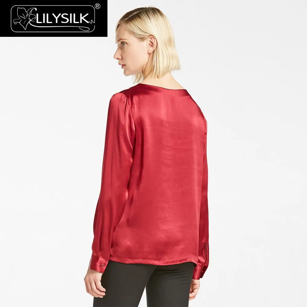 LilySilk блузка женская рубашка 22 momme Шелковый базовый с круглым вырезом для женщин Летняя женская