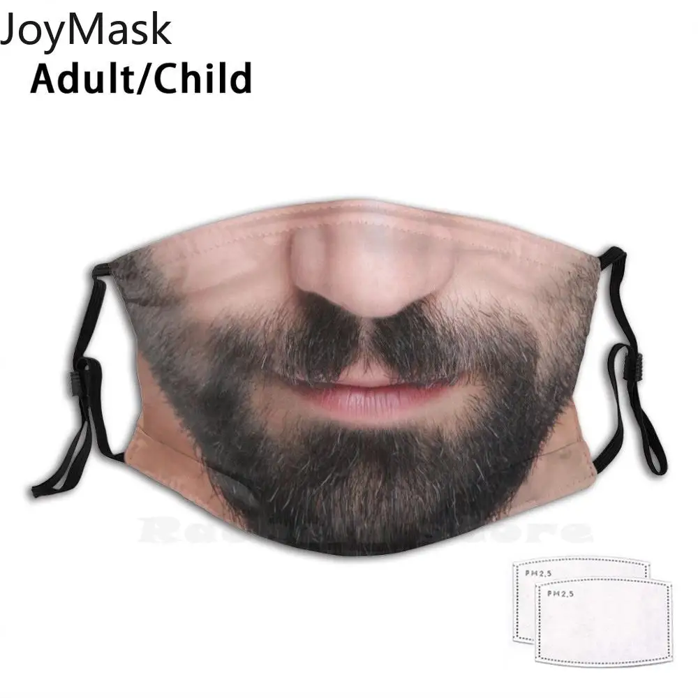 Мужское лицо с бородой крупным планом смешной принт многоразовые фильтры Pm2.5