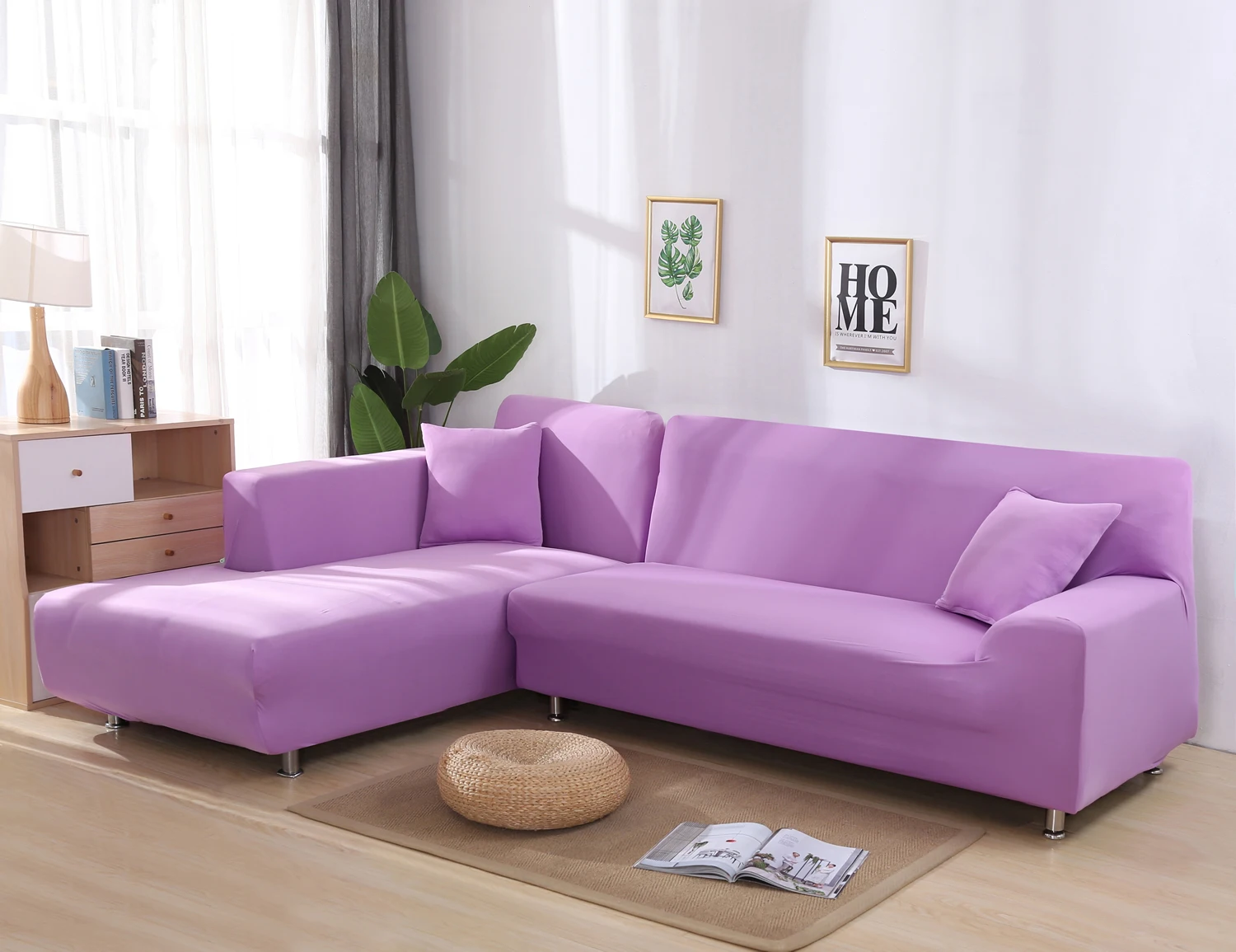 light purple 1 шт. сплошной цвет эластичный чехол на диван спандекс современный полиэстер угловой диван покрывало для дивана стул протектор гостиная 3 местный - Цвет: light purple