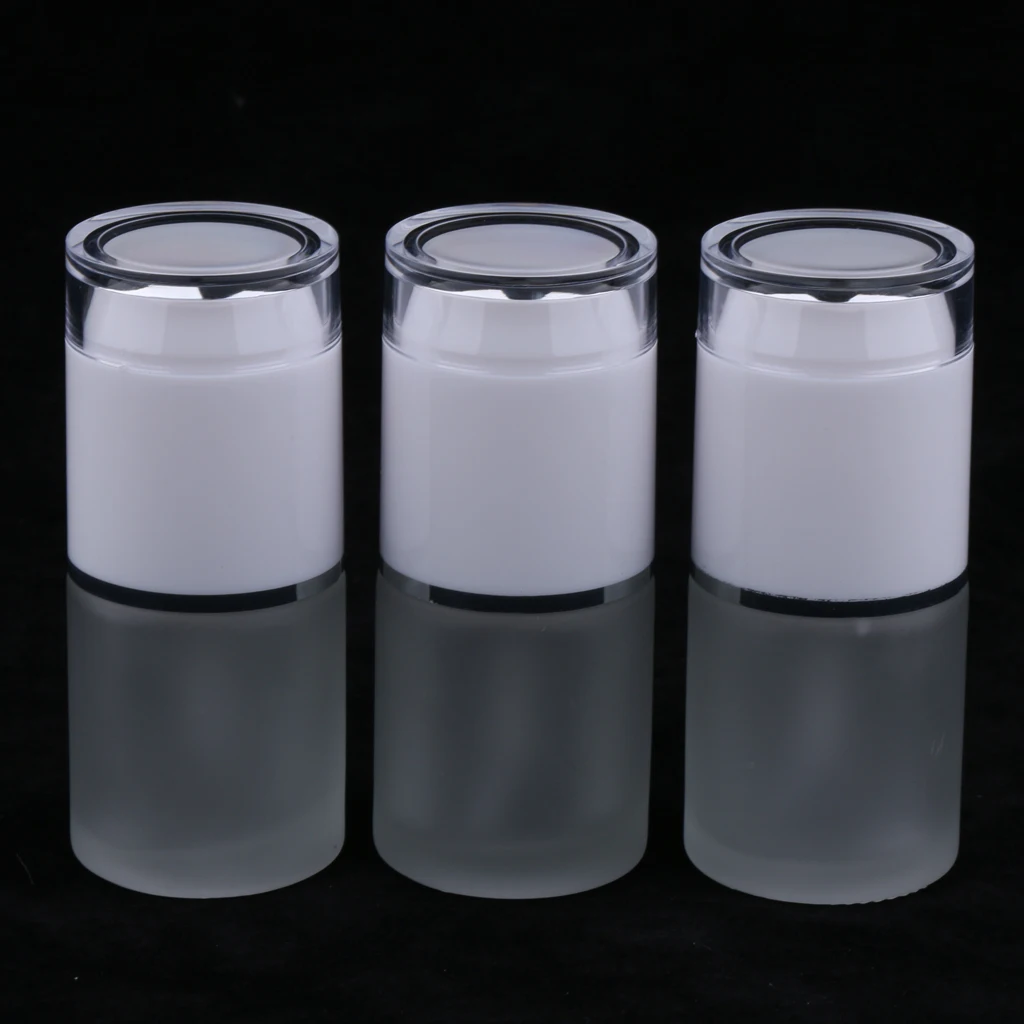 3 Pcs 20ml Empty Airless Lotion Cream Pump Glass Container,  Cosmetic Bottle Dispenser, Travel Containers