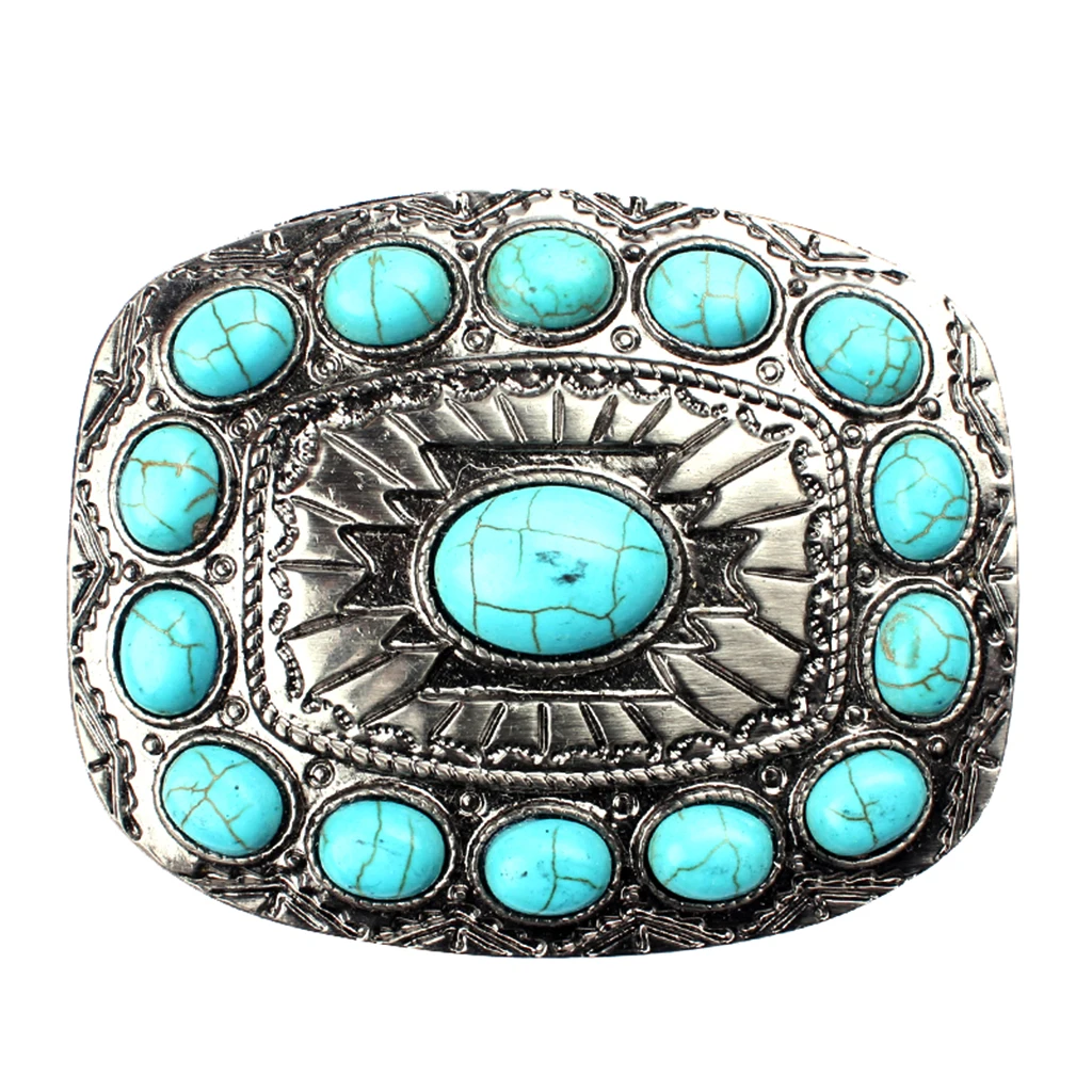 Western Cowboy Belt Buckle Turquoise Hip-hop Belt Accessories Fit Jeans