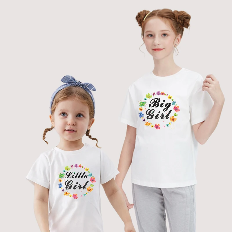 

Sisters T Shirt Big Middle Little Girl Mom And Daughter Matching Clothes Women Kids Teen Girls Summer Outfits White Cotton Tops