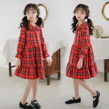 Детские платья в консервативном стиле с рукавами-лепестками для девочек-подростков; весеннее платье в клетку длиной до колена; одежда для больших девочек; Детские платья