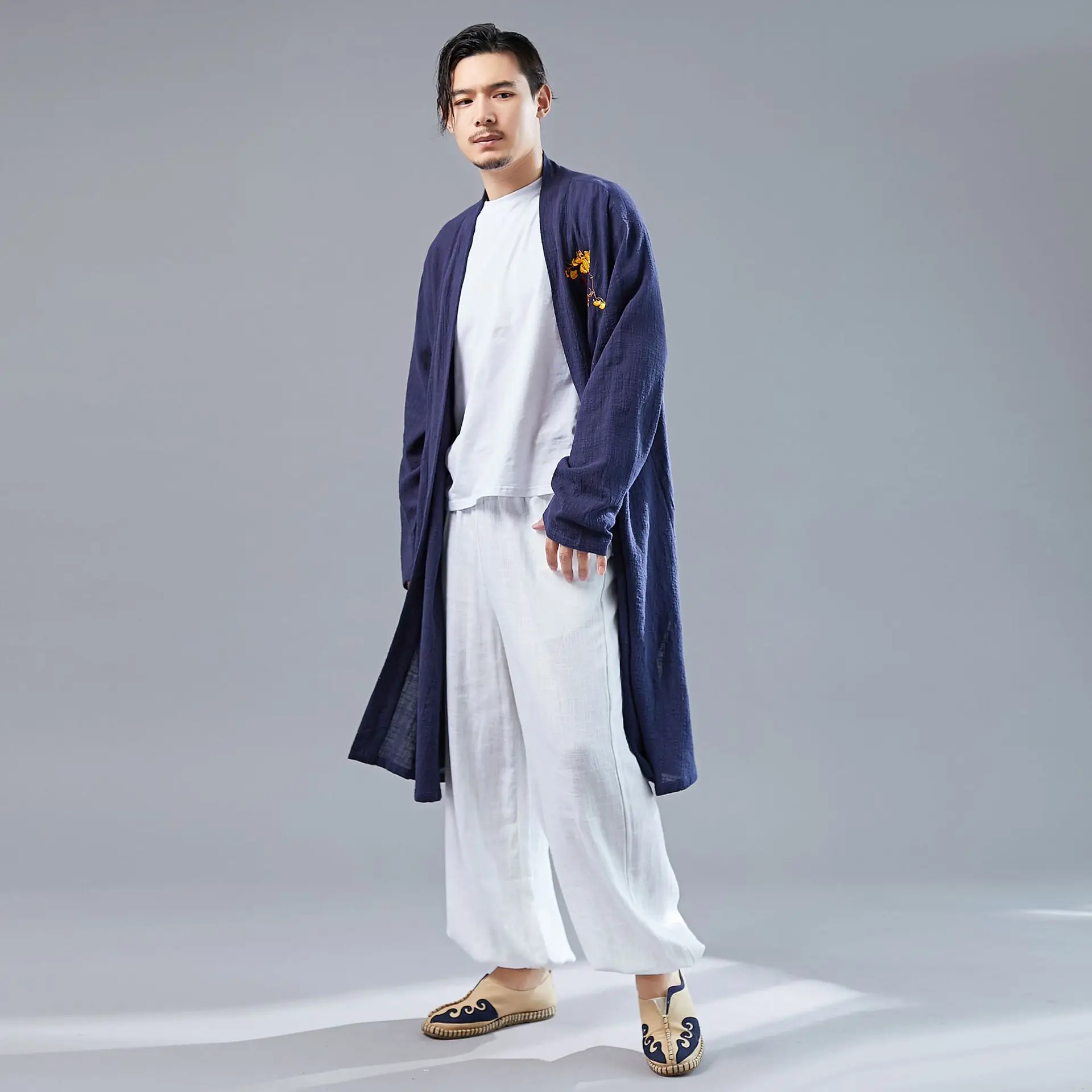 Summer New Products Ginkgo Long Sweater Retro Wind Thin Cotton Linen Tops Cardigan Casual Loose Style