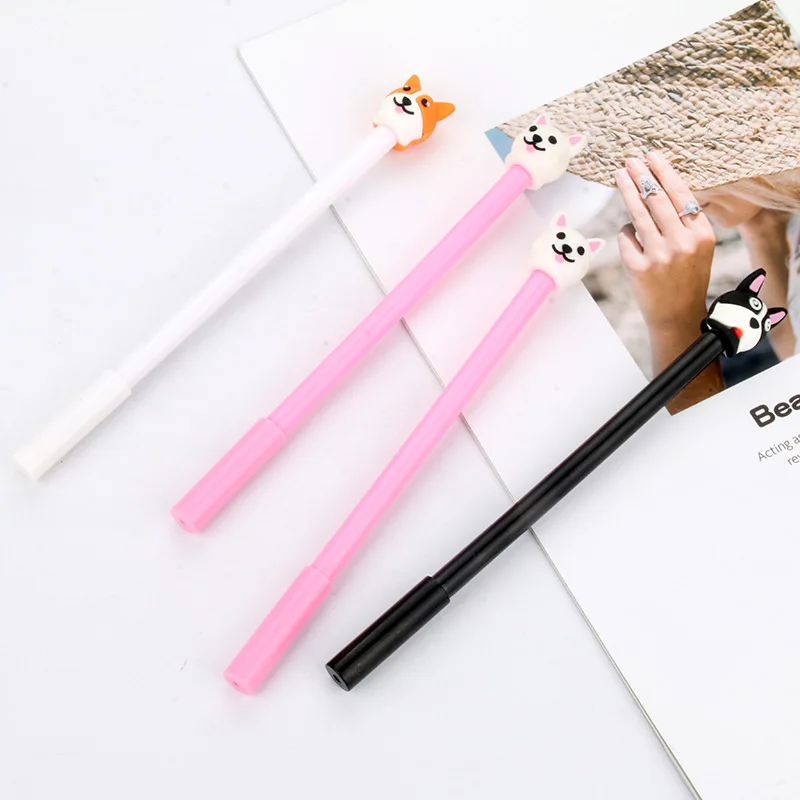 

24 Pcs Simple Fresh Cartoon Little Sprouting Dog Neutral Pen Puppy Black Pink Creative Pen stationary kawaii school supplies