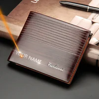 2022 New Customized Men Wallets Name Engraving High Quality  Short Card Holder Male Purse Vintage Coin Holder Men Wallets 1