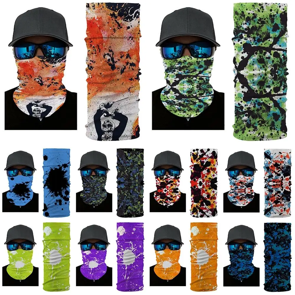 

New Dustproof Scarf Scarf Sprinkled Ink Microfiber Polyester Men's Seamless Scarf Anti-UV Scarf Sports Band
