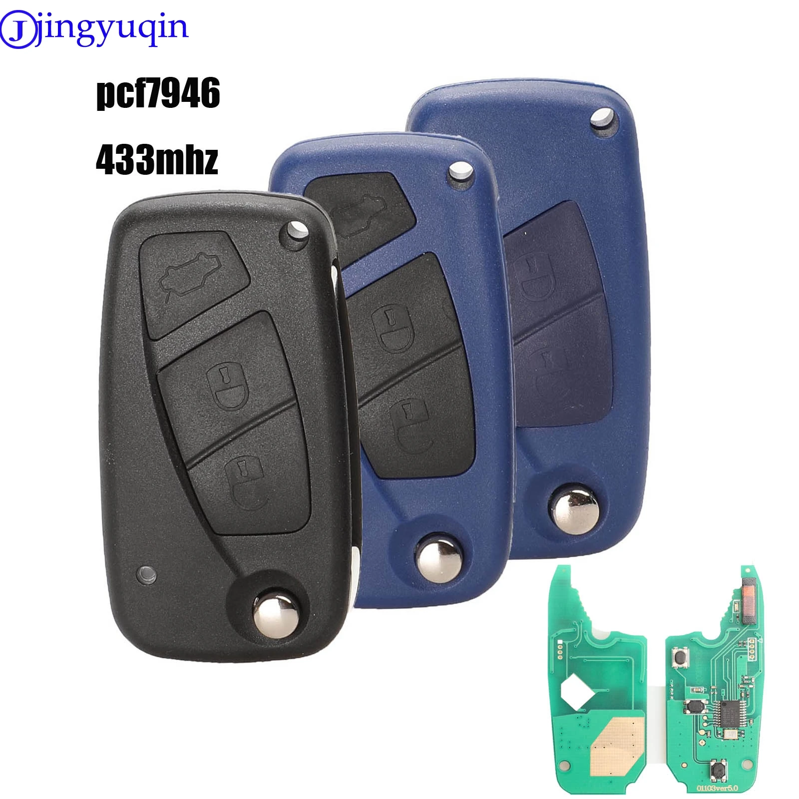 Jingyuqin 5ps 2/3 кнопки флип дистанционного ключа 433 МГц для FIAt 500 Panda Punto Bravo ключ с PCF7946 чип