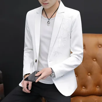 

2019 bamboo small suit Chinese embroidery embroidery men men's leisure suit