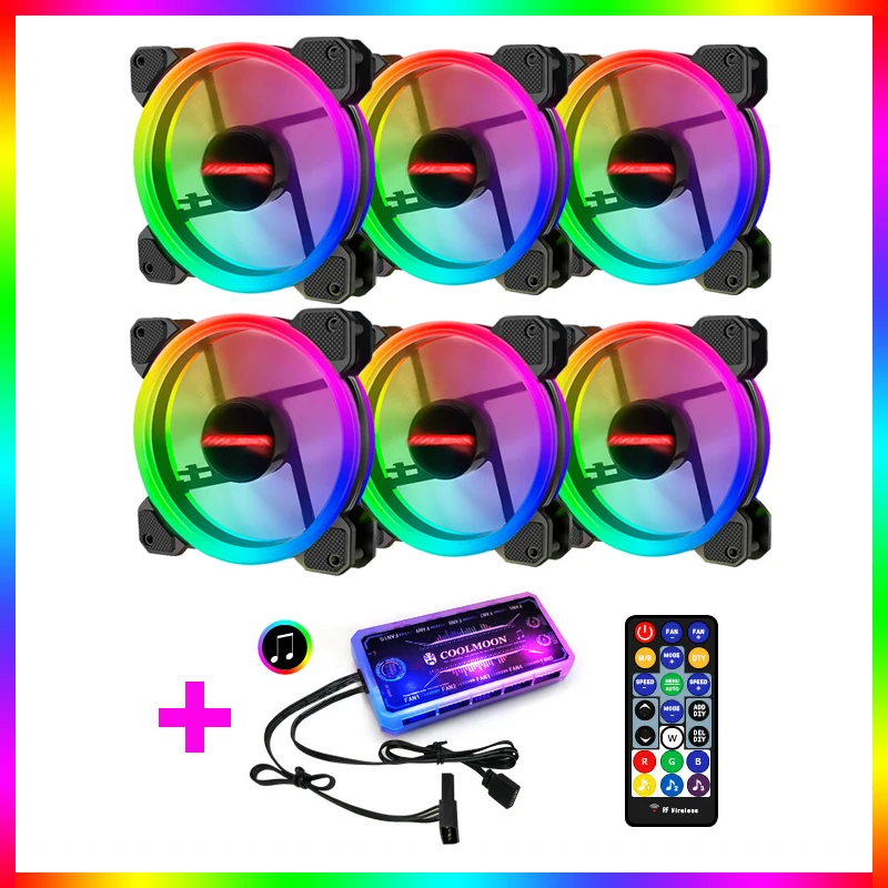 Coolmoon Argb Fan 120mm Case Fan 6 Kit 