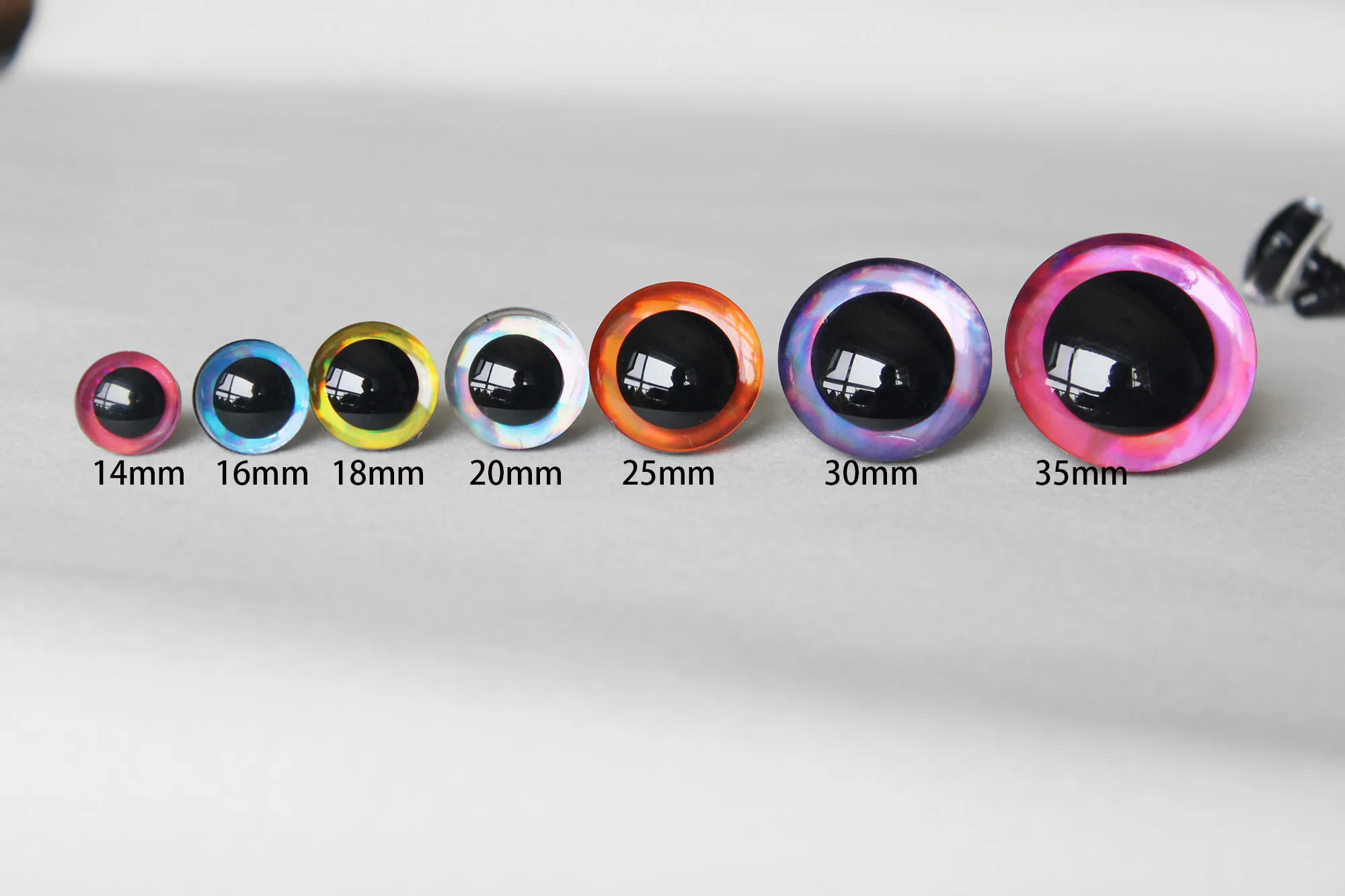 1000pcs  14mm 16mm 18mm 20mm 25mm 30mm 35mm Trapezoid toy eyes 3D COLORFUL SAFETY DOLL EYES FOR DIY CRAFT--D12