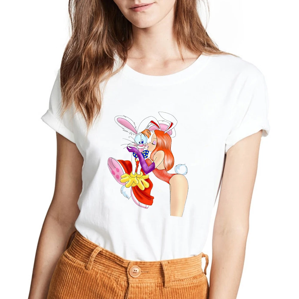 Jessica Rabbit Kiss Roger Rabbit T Shirt Women Harajuku Cute Top Lovers Gift Tshirt Summer Clothes Female T-shirt Dropship 4