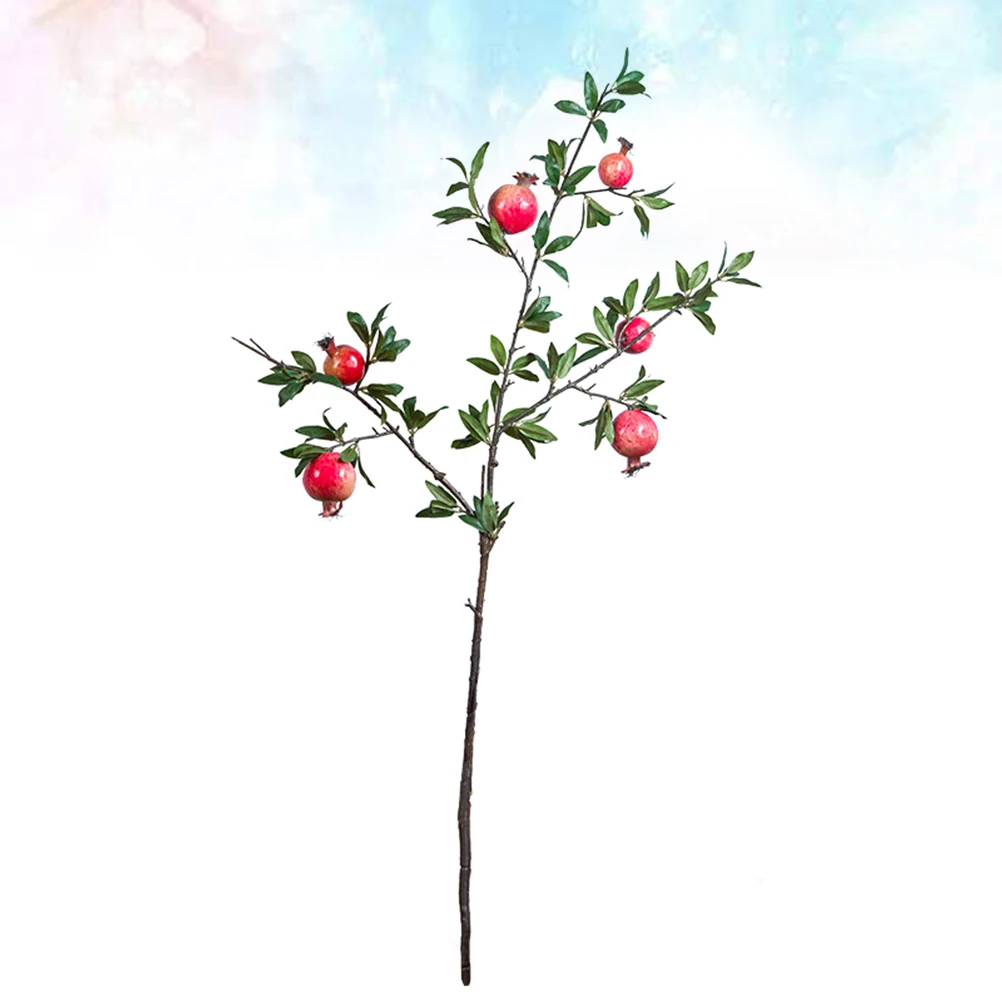 1Pc Lifelike Decorative Delicate Artificial Pomegranate Flower Simulation Flower Berries Fake Green Plant for Office Home Dorm