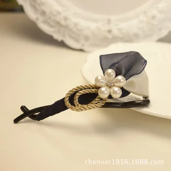 

Korean-style Korean Style Entirely Handmade Elegant Pearl Bow Banana Clip 8-Word Clip Banana Clip Up-do Fj694