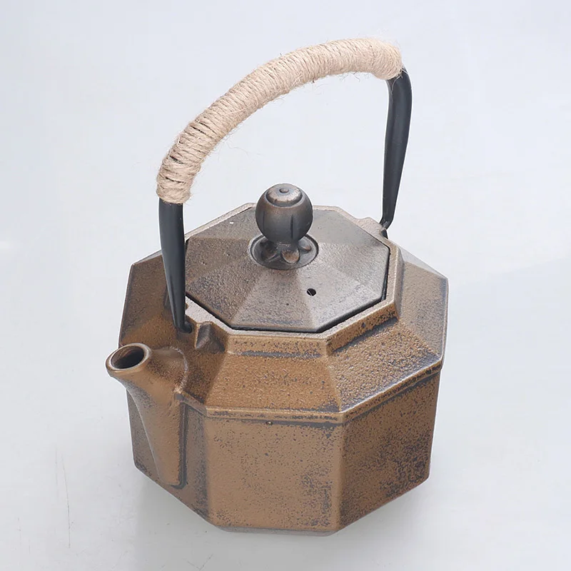 Retro Teapot Old Cast Iron Kettle Octagonal Golden Non-coated Kung Fu Water Drinkware Tea Pot 0.85L | Дом и сад