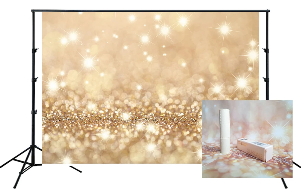 

HUAYI Gold Glitter Photography Backdrop Baby Birthday Photo Background Vinyl Photo Booth for Cosmetics SM-336