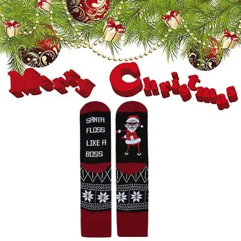 

Unisex Christmas Holiday Cotton Crew Socks Funny Santa Claus Winter Hosiery Gift