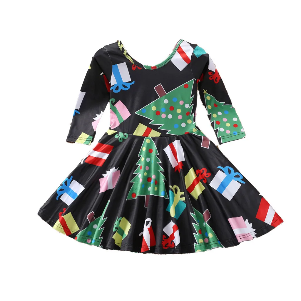 A Платье для девочек vestidos; Детские платья для девочек; vestido infantil; рождественское платье на Хэллоуин; vestid; Повседневное платье с длинными рукавами и рисунком; Z4 - Цвет: A