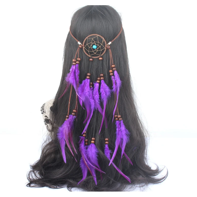 

Feather Headband Women Festival Headwear Bohomia Feather Rope Crown Headdres For Girls Bohemian Indian Feather Hairband