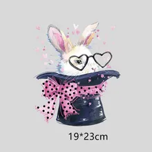 

23x19cm Cartoon Rabbit Iron on Patches For DIY Heat Transfer Clothes T-shirt Thermal transfer stickers Decoration Printing