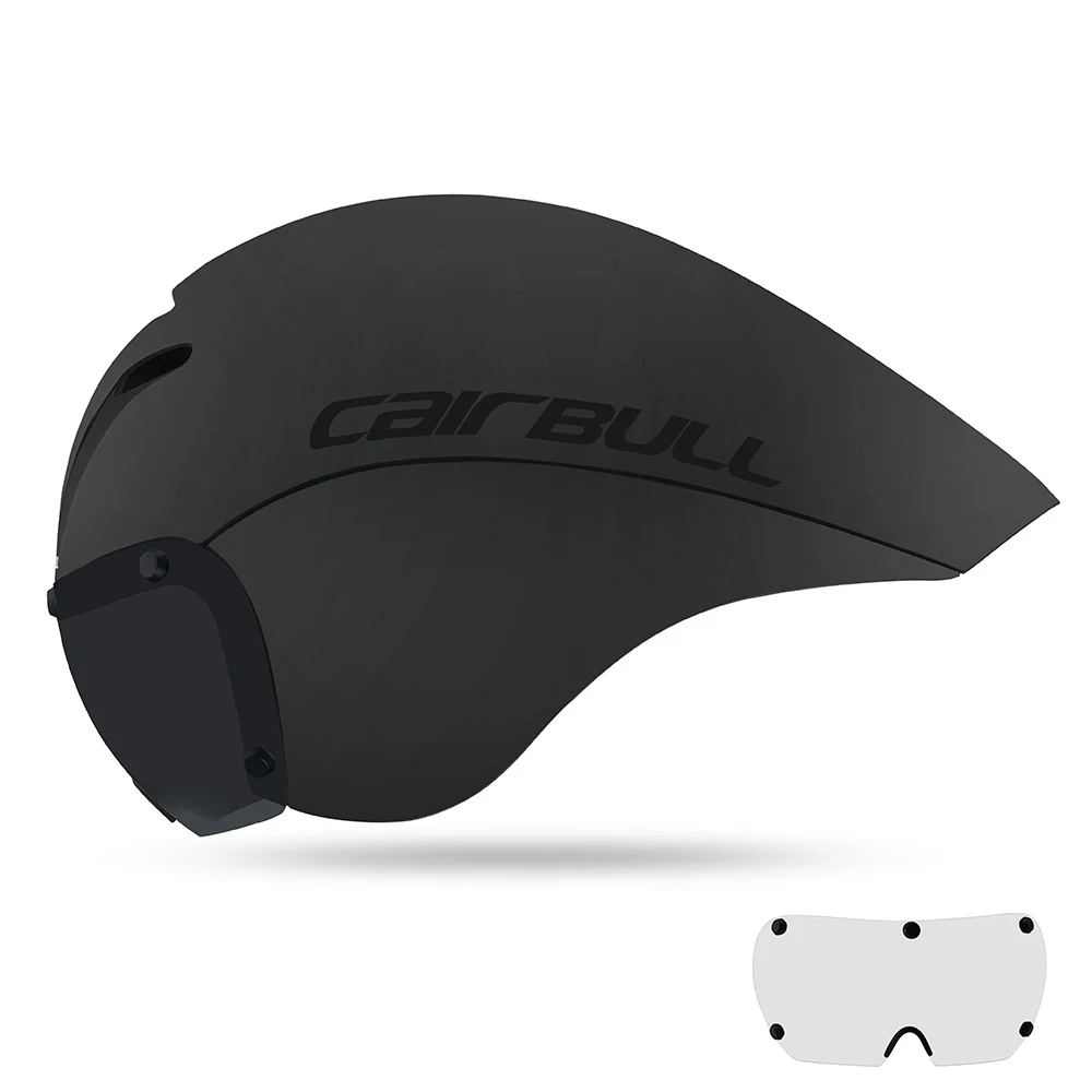 Черный Cairbull велосипедный шлем для верховой езды дорожный велосипед место гонки триатлона время для верховой езды шлем TT, чтобы отправить прозрачные очки - Цвет: Черный