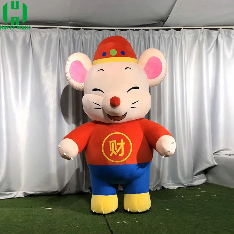 

2.6M Run Rat Inflatable Costume Walking Dancing Fat Money Rat Plush Cartoon Doll Costume Big Mouse Inflatable Halloween Costumes