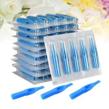 

50pcs Mixed Disposable Tattoo Nozzle Tip Professional Disinfection Tattoo Needle Mouth (Blue)