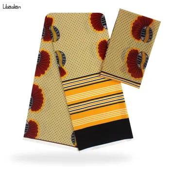 

Hot sale Gahna Style satin silk fabric with nice edge style African wax design high quality 4+2yards in 4colors F201-2