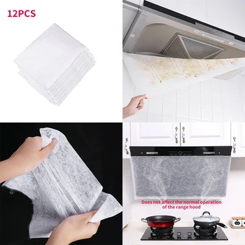

12Pcs Cooker Hood Extractor Absorbing Paper Non-Woven Filter Cotton For Smoke Exhaust Ventilator Home Kitchen Range Hood Parts