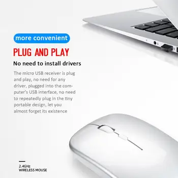 

Silent Wireless Mouse 1600 DPI Bluetooth Mouse 2.4Ghz USB Computer Mouse Wireless Rechargeable Mouse Super Slim