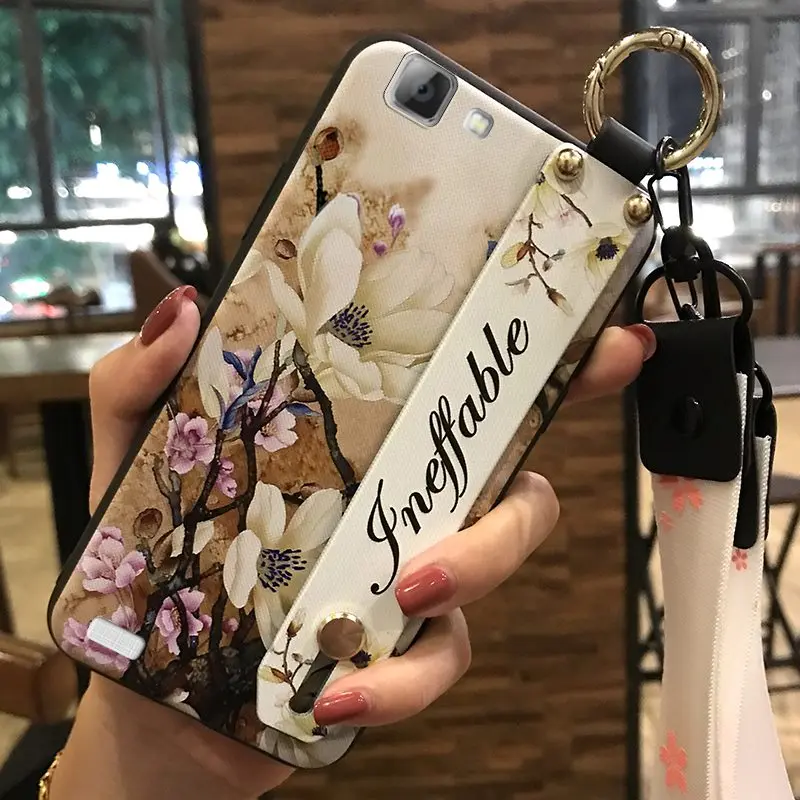 Phone Case For VIVO X3L Anti-dust Wristband Waterproof Back Cover Shockproof Lanyard Silicone Holder TPU Soft Cute | Мобильные