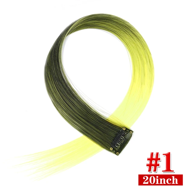 Clip in Hair Extensions Highlights Straight Long Hairpiece Hair Accessories for Girls Women Kids Doll Hair Pieces Wigs Pieces 1