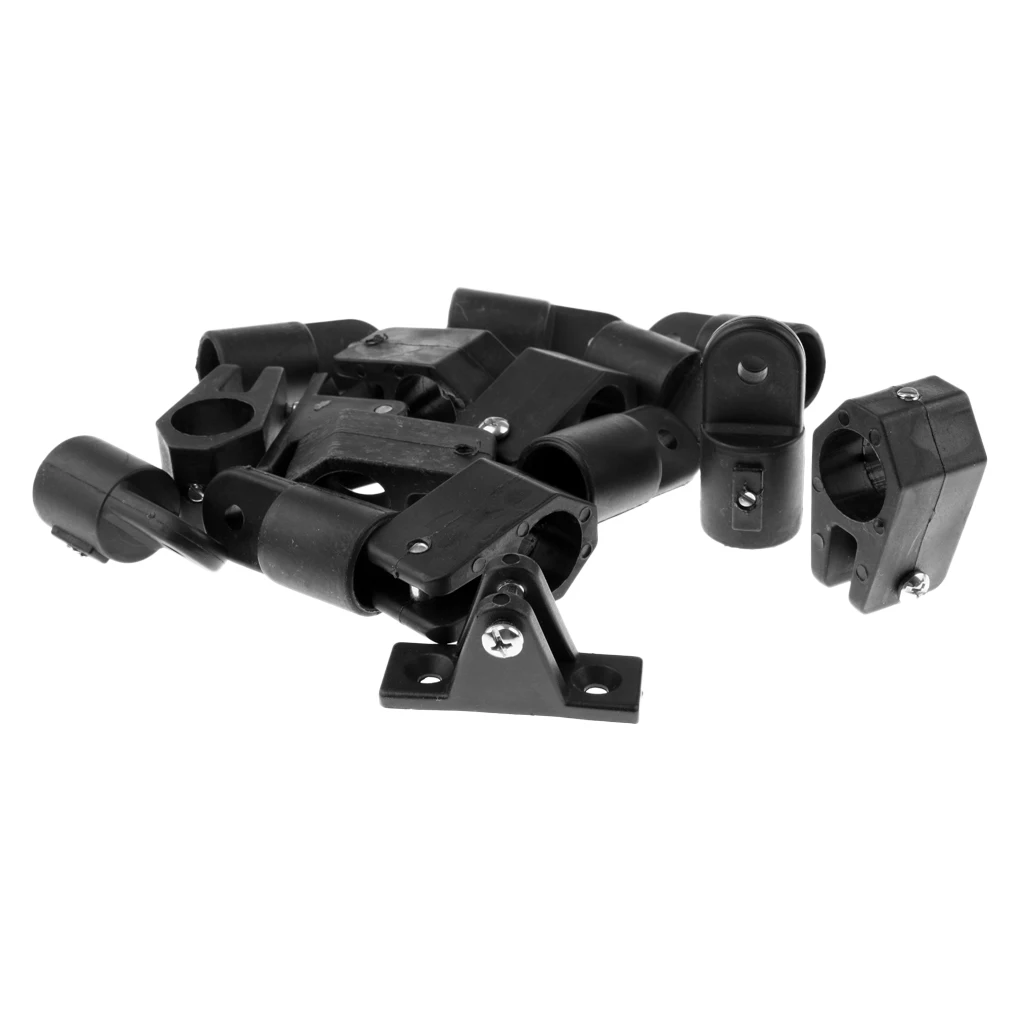16 Pieces / Set Black Nylon Marine Boat Deck Hinge Jaw Slide Eye End Fitting Hardware Fits 22mm/7/8'' Pipe/Tube