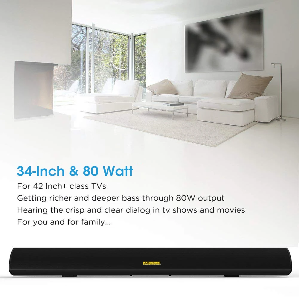 100W Home Theater Sound System 2.0 Soundbar TV